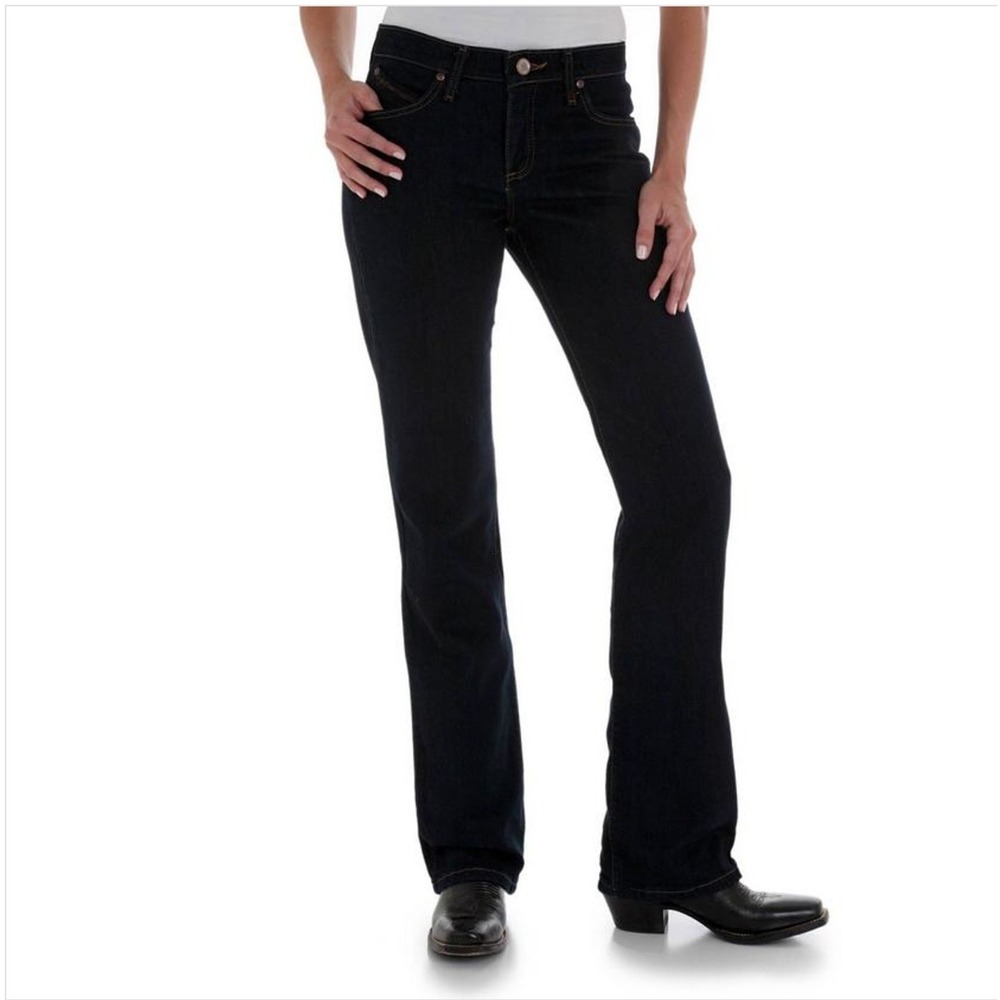WRANGLER Q-Baby Bootcut No-Gap Waistband "Dark‎ Dynasty" Wash Women's Jeans 9/10